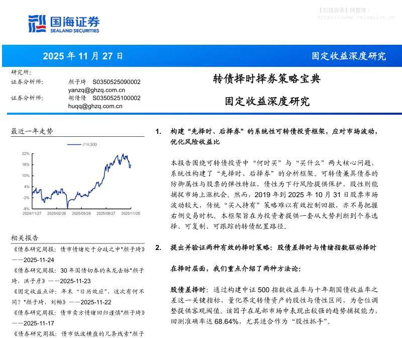 债券研究-固定收益深度研究：转债择时择券策略宝典-国海证券[]-20251127【102页】