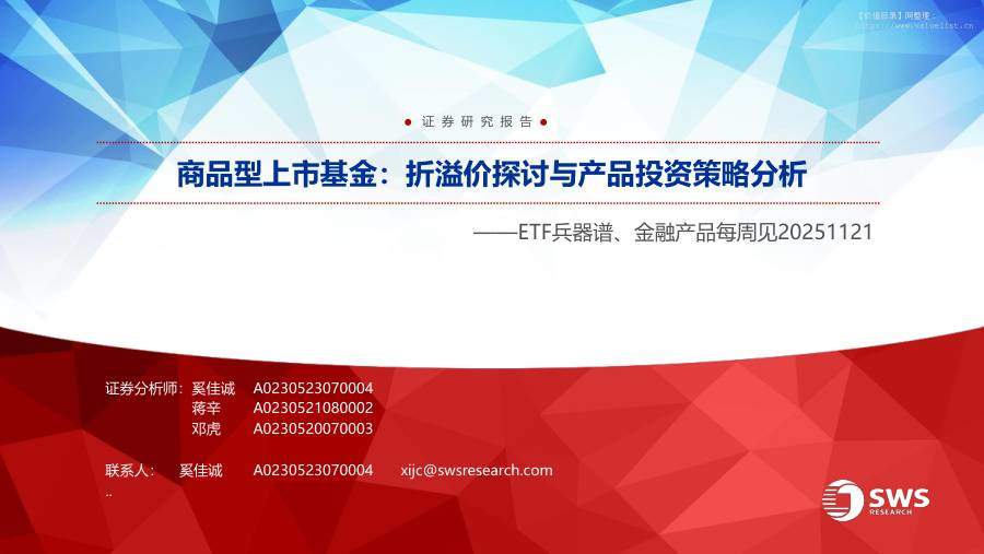 基金研究-ETF兵器谱、金融产品每周见：商品型上市基金，折溢价探讨与产品投资策略分析-申万宏源[奚佳诚,蒋辛,邓虎]-20251121【22页】