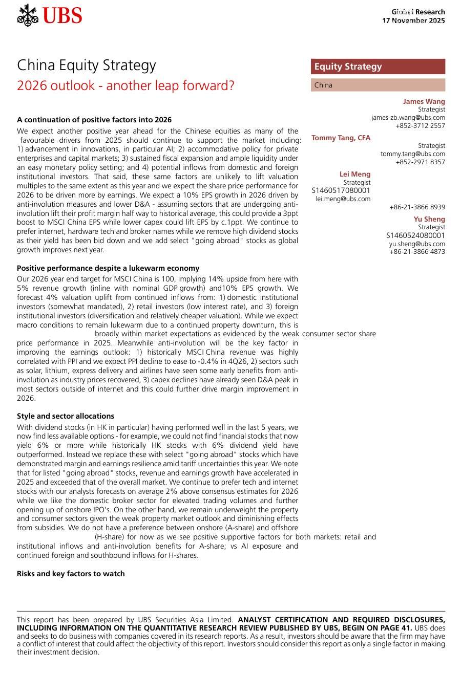 瑞银-中国股票策略：2026年展望——再进一步？-China Equity Strategy 2026 outlook-another leap forward-20251117【36页】