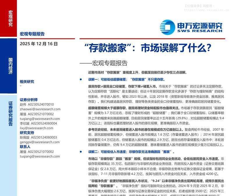 主题策略-宏观专题报告：“存款搬家”，市场误解了什么？-申万宏源[赵伟,屠强,李欣越]-20251216【24页】