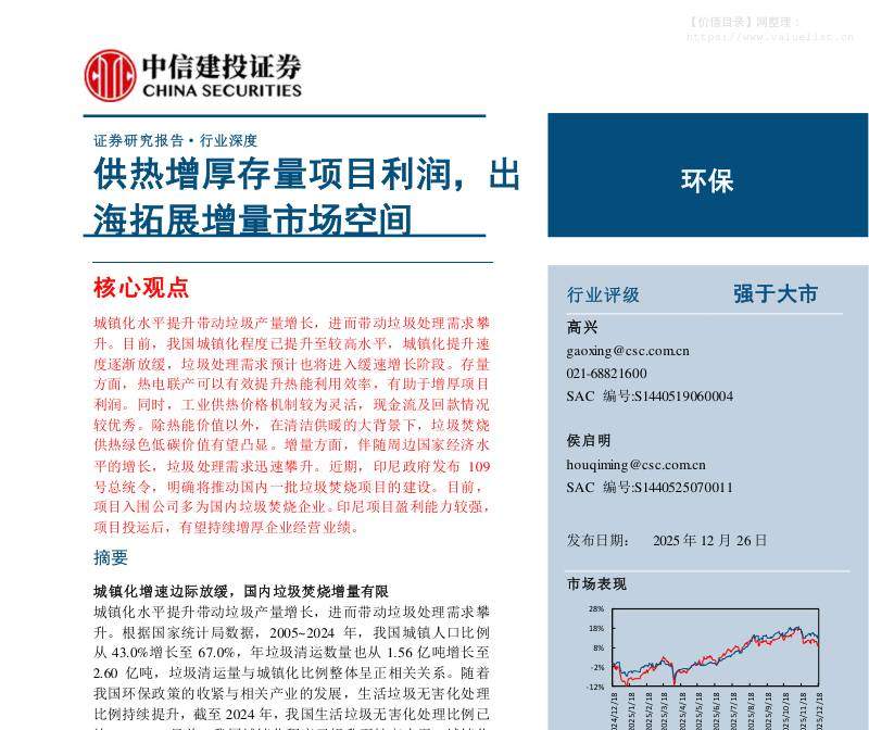 公用事业-环保行业深度：供热增厚存量项目利润，出海拓展增量市场空间-中信建投[]-20251226【23页】