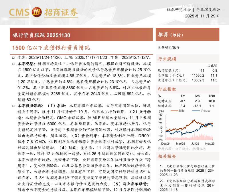 金融-银行资负跟踪：1500亿以下发债银行资负情况-招商证券[王先爽,文雪阳]-20251129【38页】