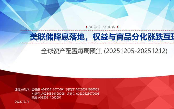 投资组合-全球资产配置每周聚焦：美联储降息落地，权益与商品分化涨跌互现-申万宏源[金倩婧,林遵东,王胜]-20251214【34页】