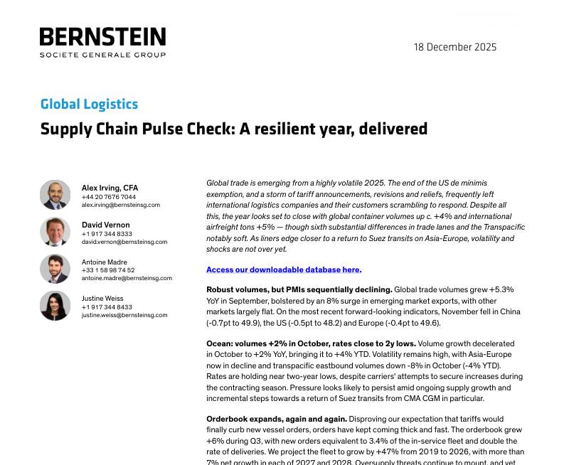 伯恩斯坦-全球物流供应链脉搏检查：韧性之年已然兑现-Global Logistics Supply Chain Pulse Check：A resilient year,delivered-20251218【62页】