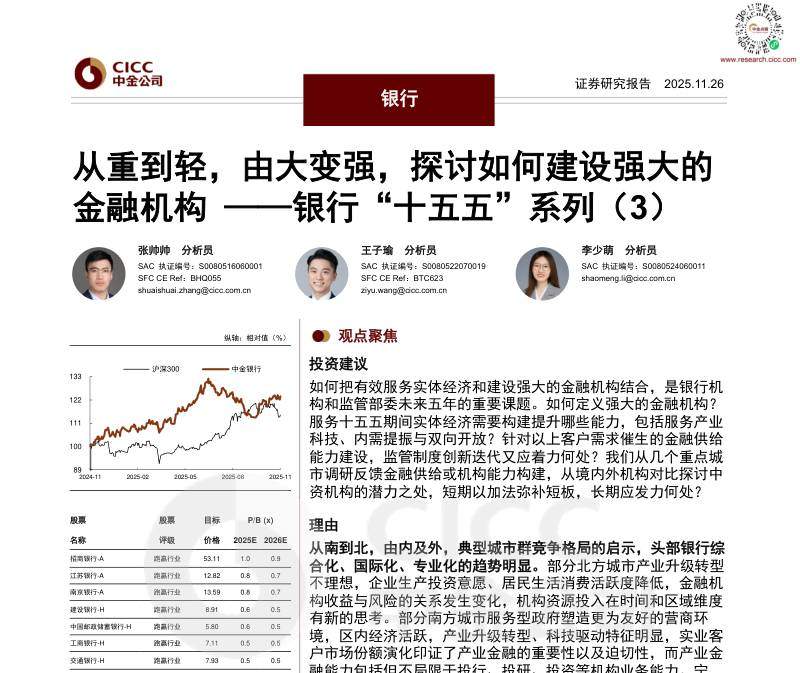 金融-银行：从重到轻，由大变强，探讨如何建设强大的金融机构 ——银行“十五五”系列（3）-ZJ公司[]-20251126【31页】