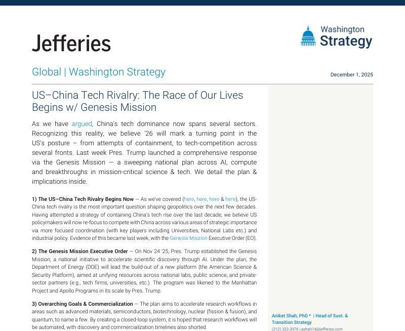 杰富瑞-美中科技竞争：我们的生命竞赛始于创世纪任务-US-China Tech Rivalry：The Race of Our Lives Begins w Genesis Mission-20251201【48页】