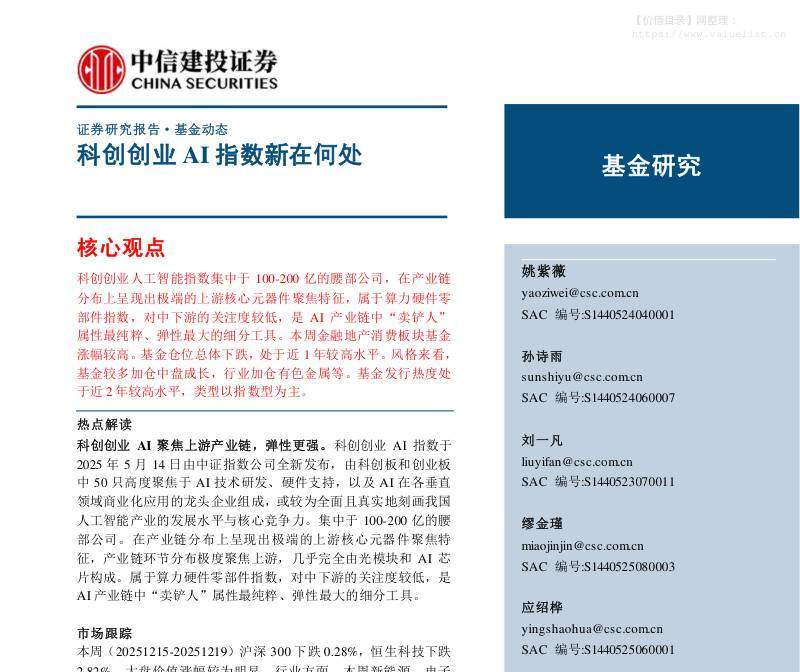 基金研究-基金研究：科创创业AI指数新在何处-中信建投[姚紫薇,孙诗雨,刘一凡]-20251221【29页】