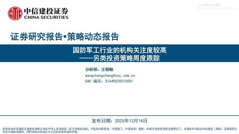 国防装备-另类投资策略周度跟踪：国防军工行业的机构关注度较高-中信建投[王程畅]-20251214【38页】